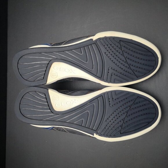 Geox Respira Men's Size 10 Navy Tan White Leather & Suede Tie Closure Shoes - Picture 8 of 10